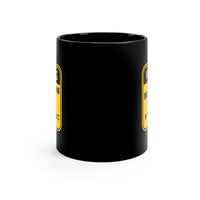 11oz. Sleek Black Mug that Warns everyone to steer clear until Mom has had her morning cup.